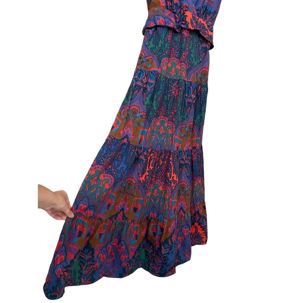 J. Crew Paisley Print Maxi Dress US 2 Tiered Ratti Scarf Colorful 100% Cotton - Picture 12 of 15